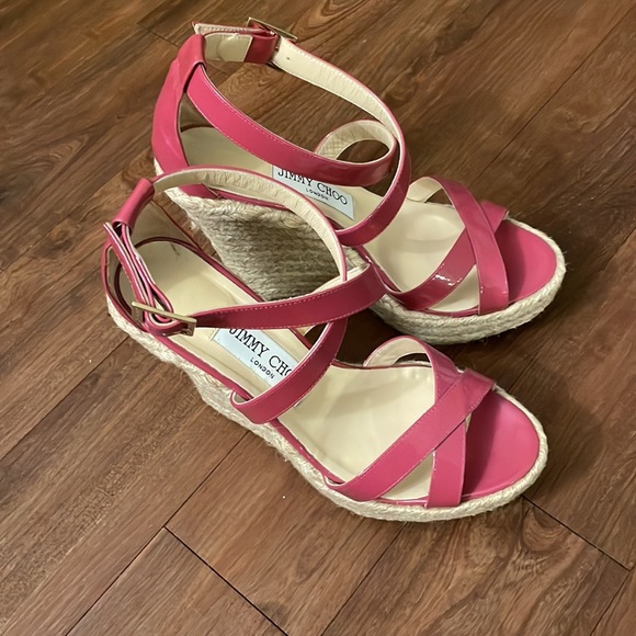 Jimmy Choo Porto Patent Espadrille Wedge, Pink - Picture 8 of 14